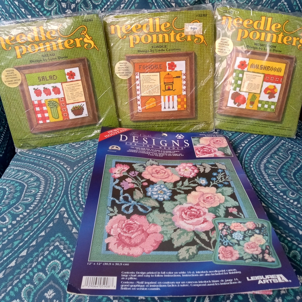 Sunset Designs Needle Pointers Kits and Floral Canvas Only